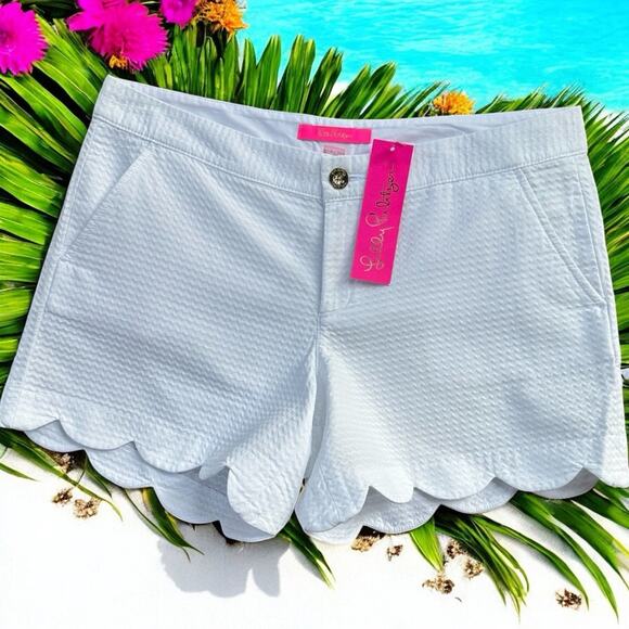 Lilly Pulitzer NWT High Rise Buttercup Resort White Scalloped Shorts Size 8 - Picture 2 of 7